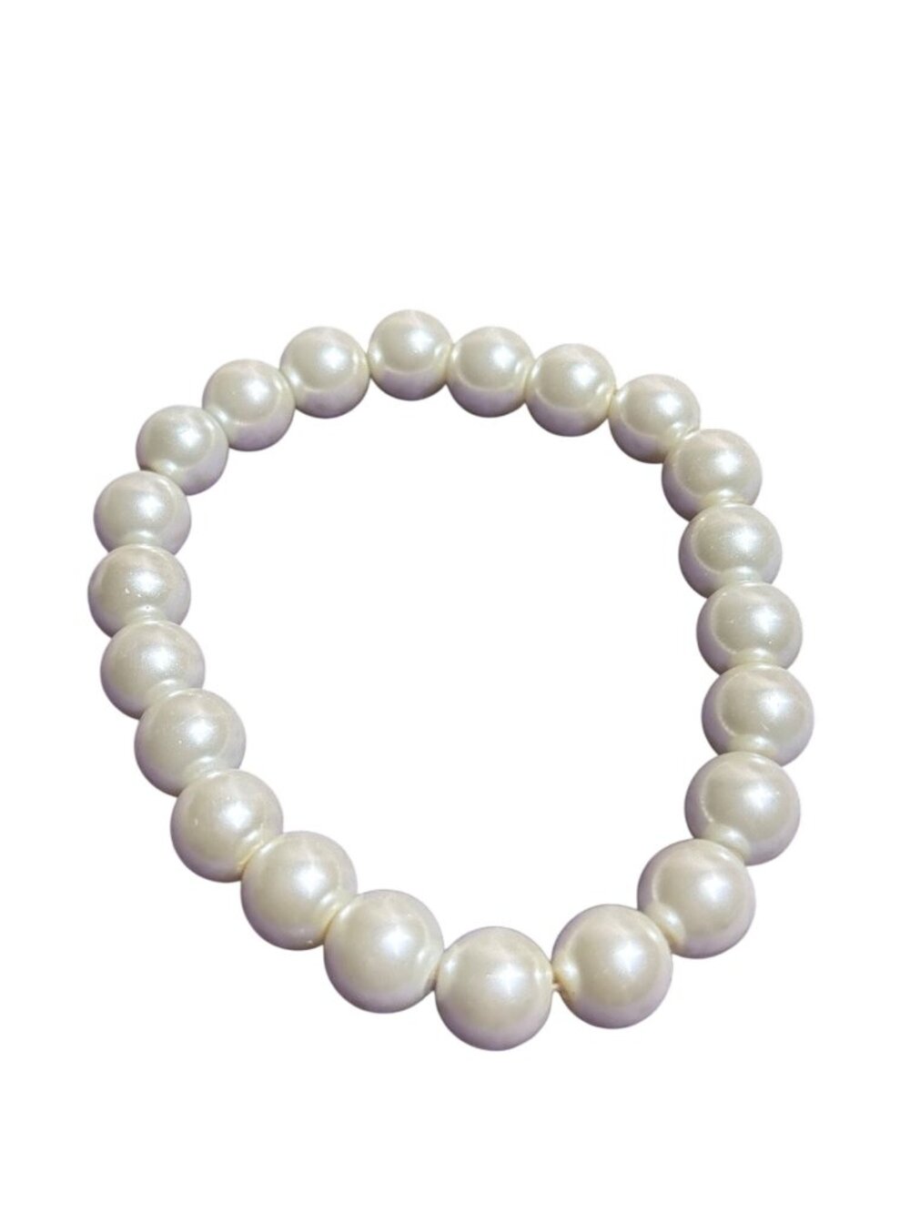 Glass Faux Pearl Beaded Stretchy Bracelet 7 inches Unstretched
